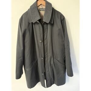 Joseph & Lyman Black Trench Coat Removable Wool Liner Collar Size M Casual City